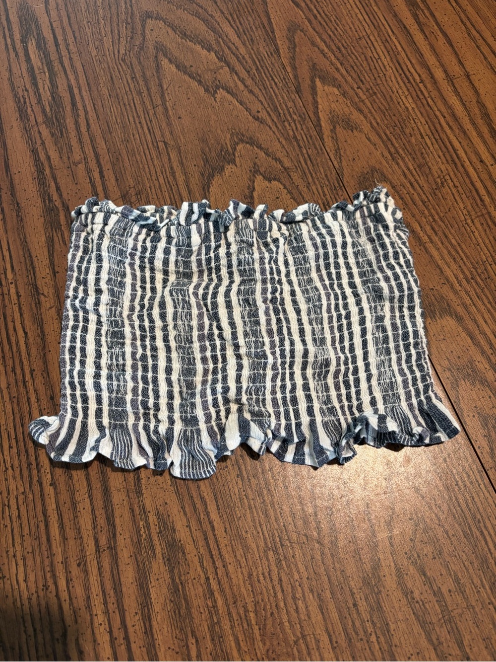 American Eagle Outfitters Blue and White Striped Smocked Crop Top